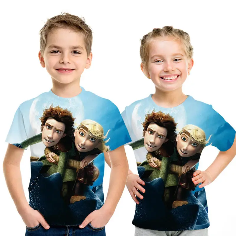 Новая летняя футболка для малышей футболка с 3D принтом «Как приручить дракона» топы для мальчиков и девочек, детская одежда, футболка