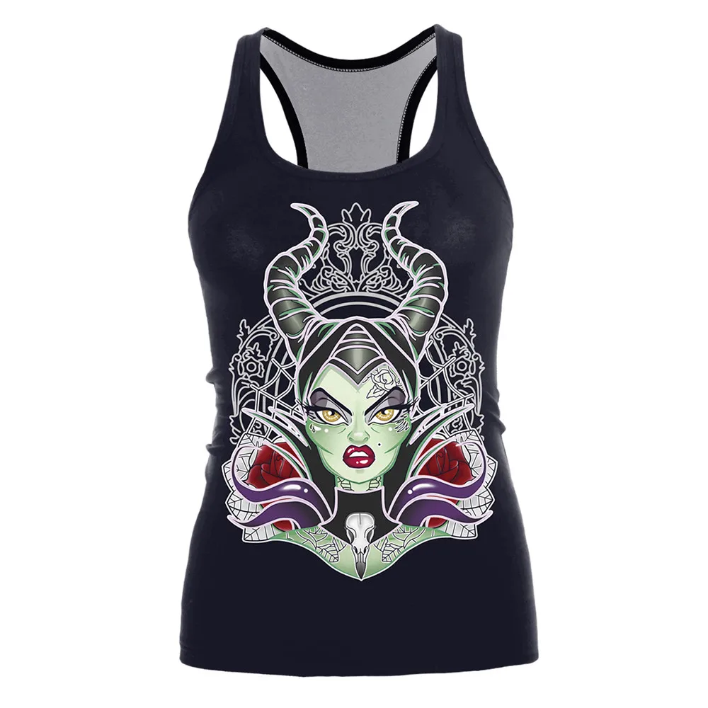 

MUQGEW print Women Casual summer vest Halloween Suit Sports Sexy Sleeveless Fashion Tank Tops female t- shirt sexy ropa femenina