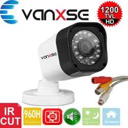 Vanxse CCTV 1/3 CMOS 1000TVL 24 светодиода IR-CUT D/N внутренняя пуля аудио камера безопасности Система наблюдения с микрофоном камера