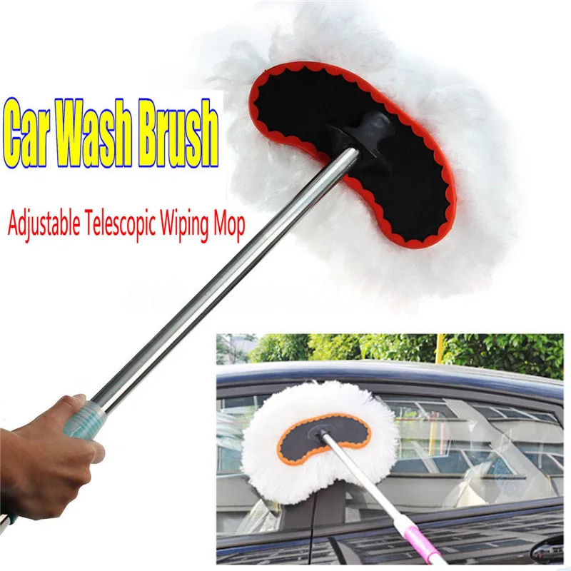 Car Adjustable Telescopic Wiping Soft Milk Silk Mop Cleaning Wash Brush Tool Mop Head Replace New