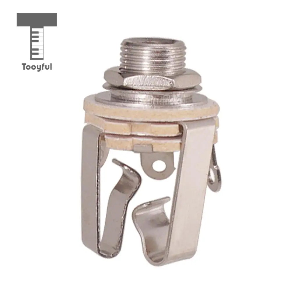 Tooyful 2pcs Brass 1/4' Stereo Output Jack Socket Plate for Guitar Bass Active Pickup Parts