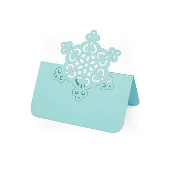 

Laser cut Blue name Winter Snowflake Place Cards,party supplies, Escort table cards, Elegant food tents,table cards