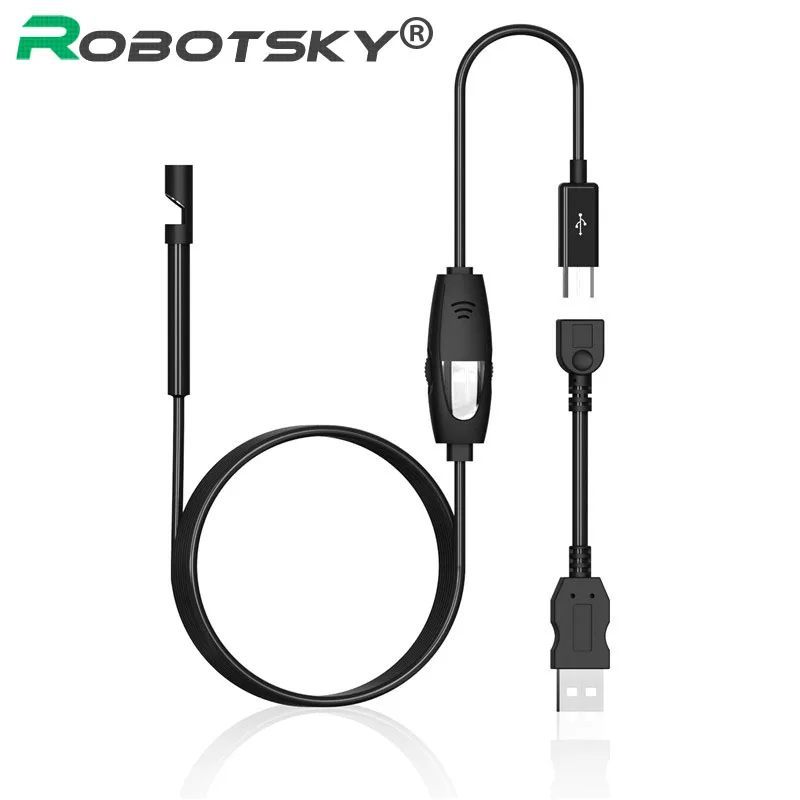 

Robotsky 7MM 2 in 1 USB Endoscope Android Camera 2M 3.5M 5M USB Inspection Borescope Pipe for Android Phone Notebook