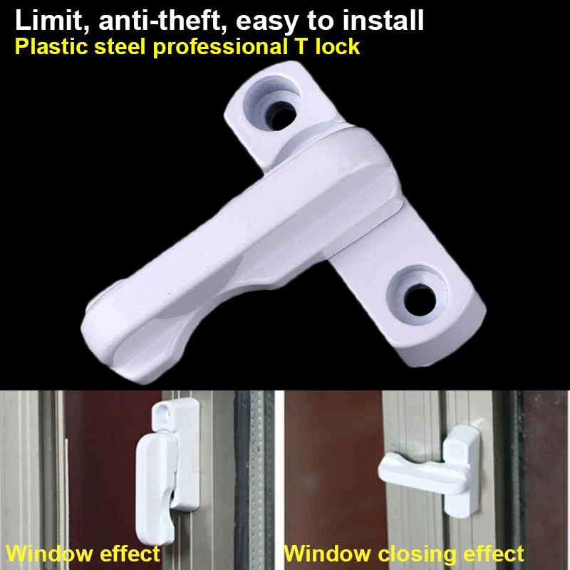 

Plastic UPVC T-Shape Lock for Window Door Sash Jammers Extra Security Lock CLH@8