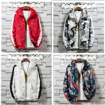 

2019 Men Bomber Jacket Thin Slim Long Sleeve Camouflage Military Jackets Hooded Windbreaker Zipper Outwear Army Brand Clothing