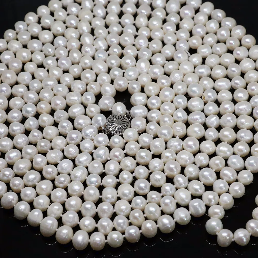 Natural white pearl long chain necklace 100inch freshwater cultured round beads 8-9mm high quality party gifts jewelry B1463-1 Natural white pearl long chain necklace 100inch freshwater cultured round beads 8-9mm high quality party gifts jewelry B1463-1