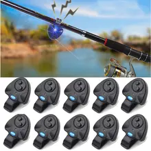 10x Eleoption Электронная светодиодная лампа для рыбалки звуковой сигнал укуса сигнализация зажим на удочке черный
