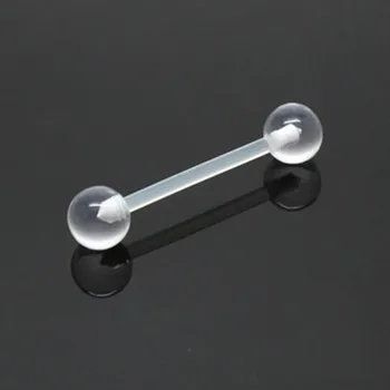 

HENGKE Jewelry PTFE Tongue Bar Clear Tongue Ring Popular Wholesale Body Jewelry 14G Brabell UV Acrylic 200pcs/lot Free Shipping