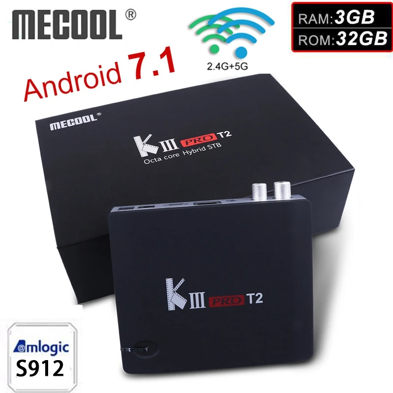 

MECOOL DVB-T2 TV Box 3GB 32GB Android 7.1 Amlogic S912 Octa Core 2.4G/5G WiFi 4K 1000M Media Player KIII PRO T2 Smart TV Box