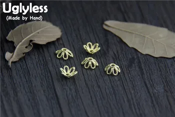 

Uglyless Real S 925 Sterling Silver Flowers Beading Accessories Jewelry DIY Hollow Vintage Floral Findings Handmade Spacer Beads
