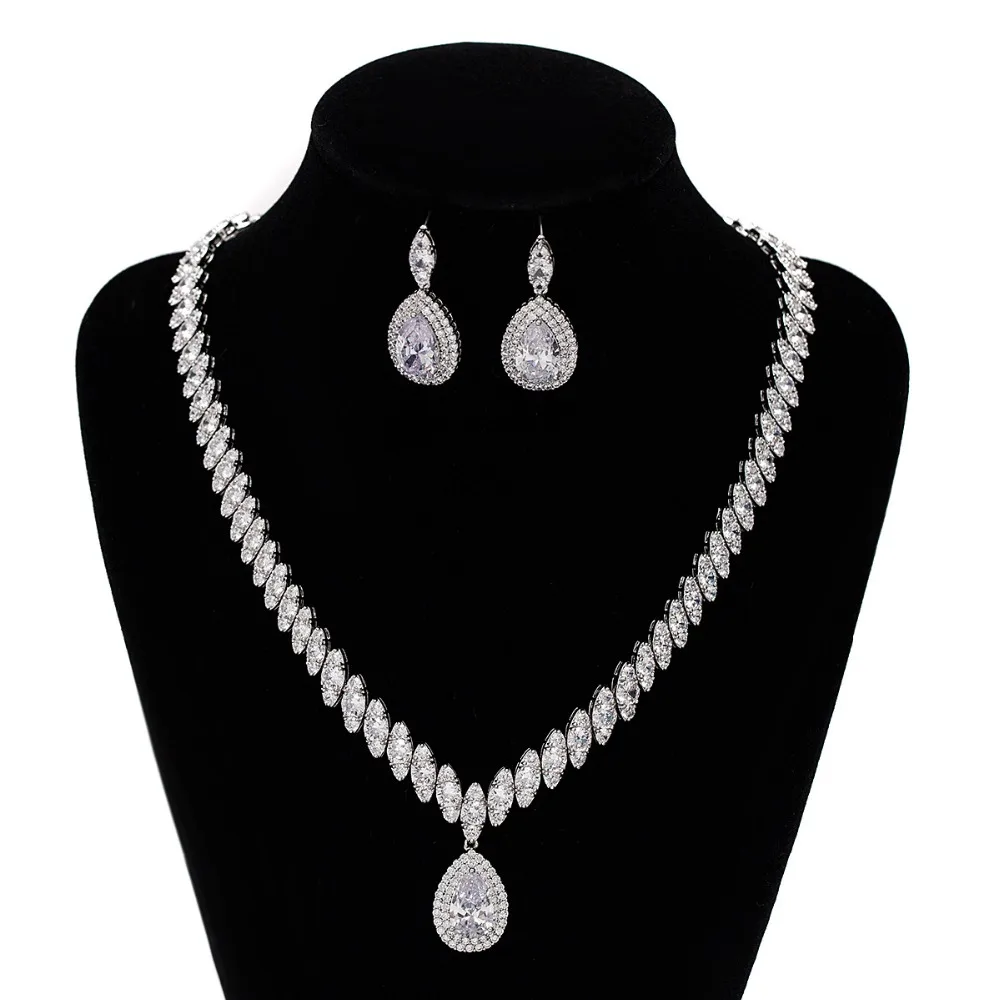 original drop water marquise cut Jewelry set for Women Wedding bride Crystal drop Earring Necklace J4809 original drop water marquise cut Jewelry set for Women Wedding bride Crystal drop Earring Necklace J4809