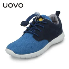 UOVO Printemps Enfants Chaussures Garçons Sport Run Garçons Chaussures, Premier Enfants Occasionnels Formateurs Chaussures, Gris/Denim Bleu, taille 31-37, Portable