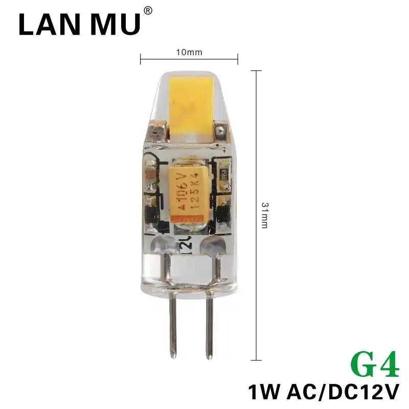 Светодиодный светильник LARZI с регулируемой яркостью G4 G9 AC DC 12 В 220 В 1 Вт 2 Вт 3 Вт COB светодиодный мини G4 G9 угол луча 360 заменить галогенные лампы - Испускаемый цвет: G4 1W AC12V