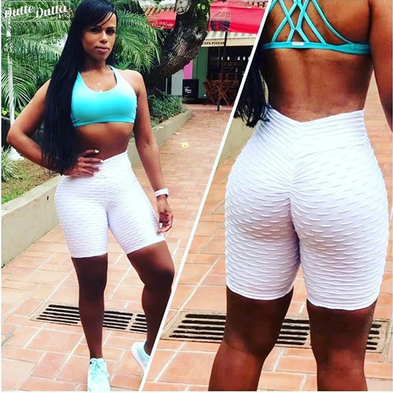 

2019 Sexy negro de Yoga mujeres Yoga pantalones cortos Push Up Fitness corto Legging cintura alta gimnasio troncos Running