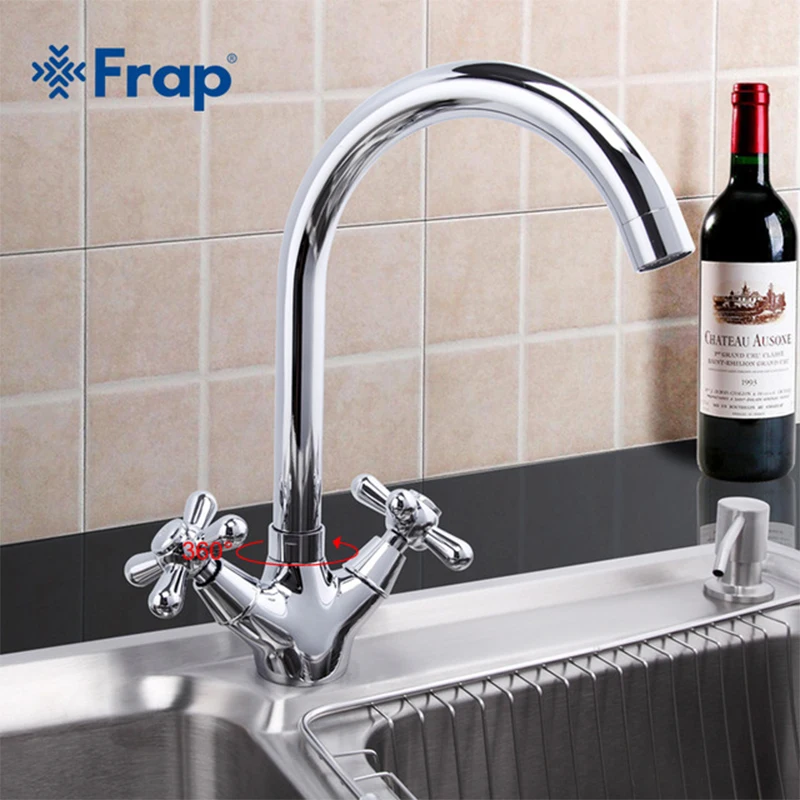 Frap New Deck Mounted Brass Torneira Cozinha Kitchen Faucets Hot and Cold Water Chrome Basin Sink Taps Mixers Dual Handle F4025 Frap New Deck Mounted Brass Torneira Cozinha Kitchen Faucets Hot and Cold Water Chrome Basin Sink Taps Mixers Dual Handle F4025