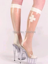 2016 Erotic Lingerie Transparent Latex Stockings Cross Sex Products Lady Socks Short Women Fetish Zentai Halloween Free Shipping