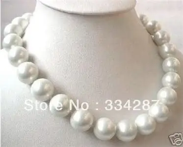 

BIG 14mm AAA White sea south shell pearl necklace 18 INCH