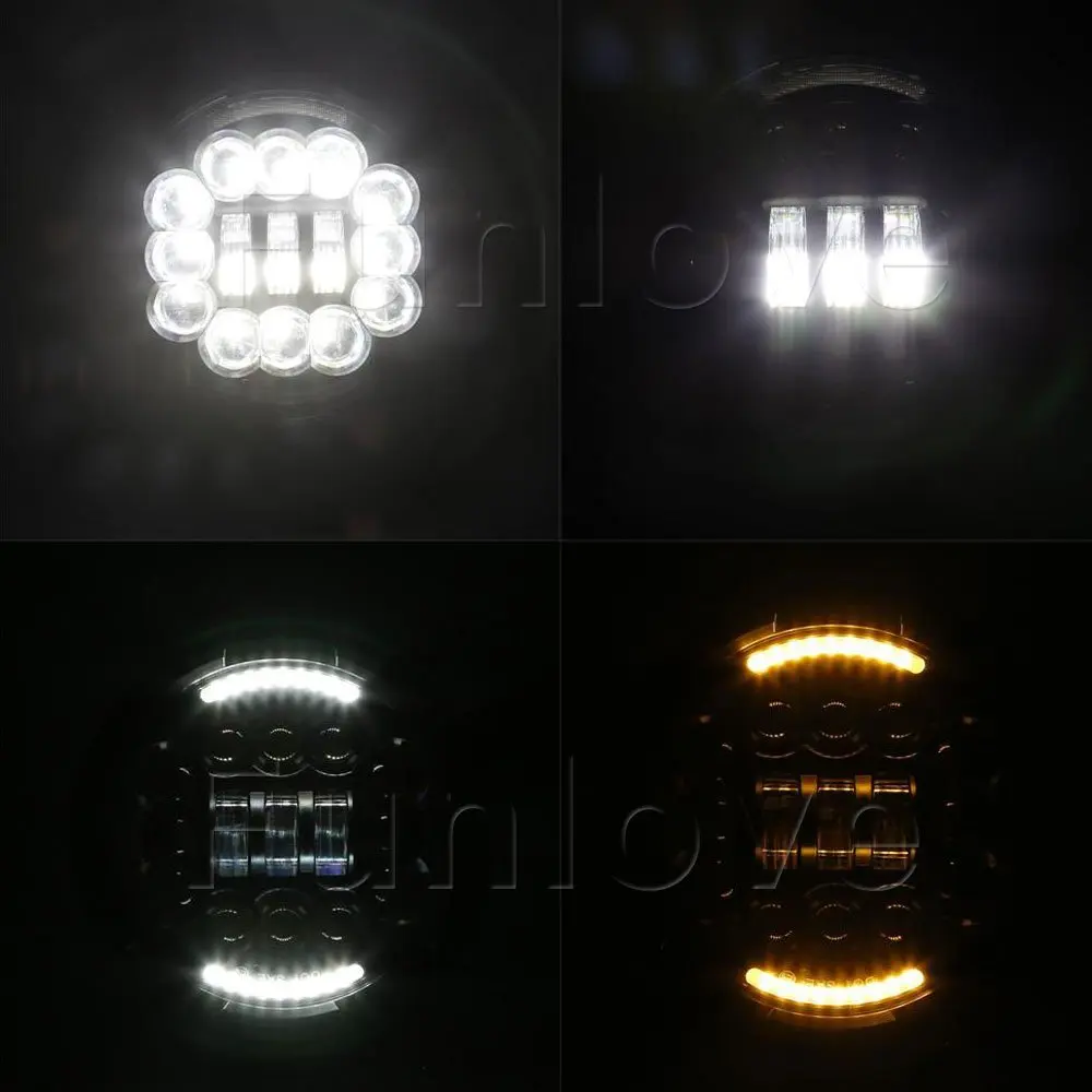 7 Inch Motorcycle LED Headlight Angle Eyes with Turn Signal Halo DRL for Harley-Davidson Daymaker Jeep Wrangler  (3)