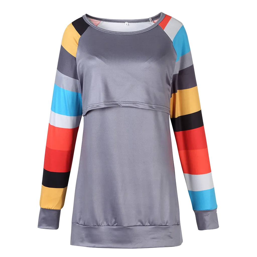 

SAGAC Women Maternity Blouse Clothes Long Sleeve Tops Breastfeeding Ladies T-Shirt Loose Pregnancy Loose Clothes T Shirt