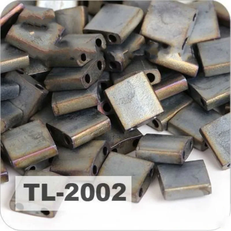 TL-2002 Taidian Tila Beads For Hand made Beaded Jewelry 5 x 5x1.9MM 2 Hole Metallic Matt Grey Silver TL2002 515gramslot