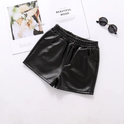 

2018 winter thick girls shorts faux leather kids teenage clothing size 10 12