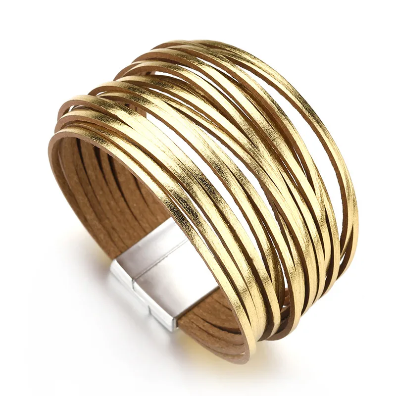 Если вы мода золотой Многослойный кожаный браслет браслеты женские винтажные облегающие амулетные браслеты новые ювелирные изделия Прямая поставка