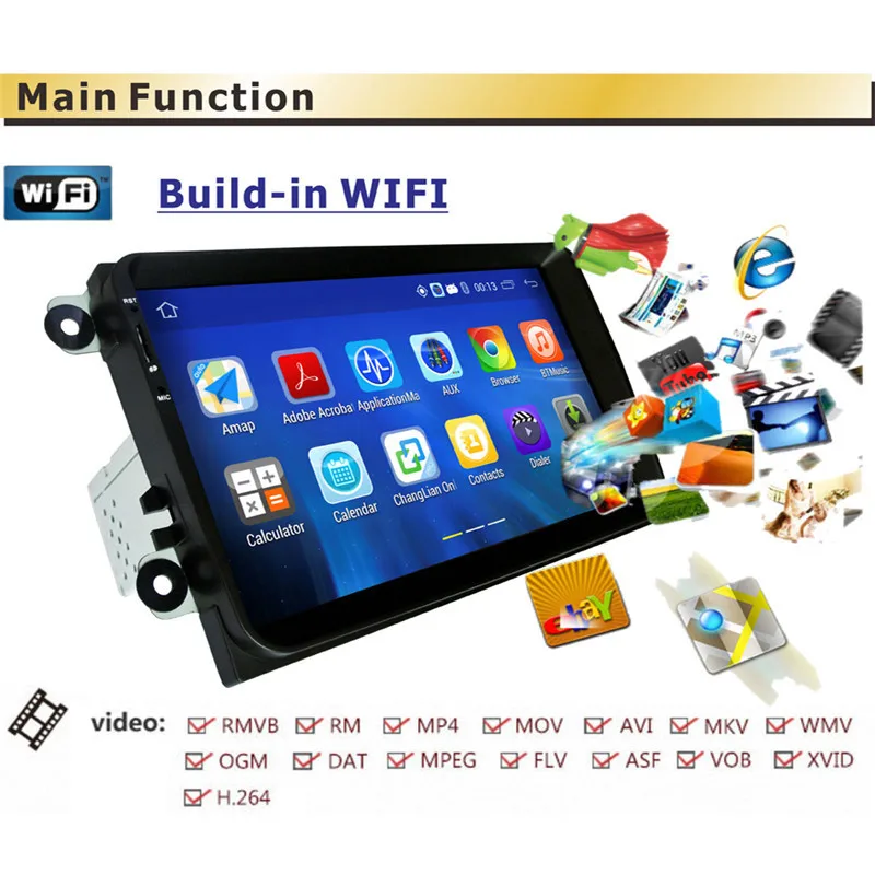 Clearance RM-VWTY90 9 inch Android 5.1 Car Multimedia Stereo Player A2DP GPS 1G DDR3 +16G NAND Memory Flash for VW Passat Golf Jetta Polo 0