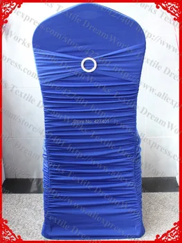 

NO.29 Royal Blue Ruffled Lycra Chair Covers With Lycra Band And Tow Row Round Buckle (with pin) For Wedding Decoration & Party