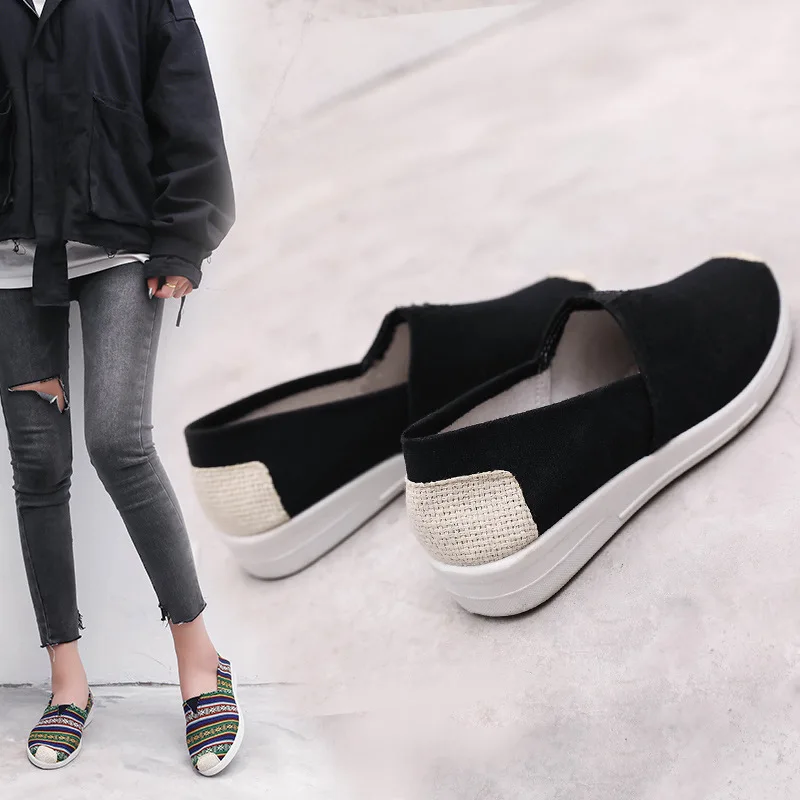 

shoes Spring canvas shoes One foot pedal lazy shoes Flat sole recreational breathable Korean version women's shoes single shoes