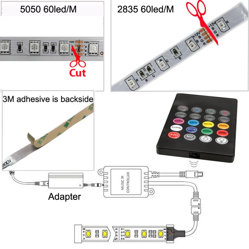 Sincronização de Música Luz de Tira Rgb Led Smd 5050 m 10 5 m 60led e m Flexível à Prova d' Água Fita Fita Diodo Controlador dc 12 v Conjunto Adaptador Lâmpada 10 a luz de tira smd 5050 5
