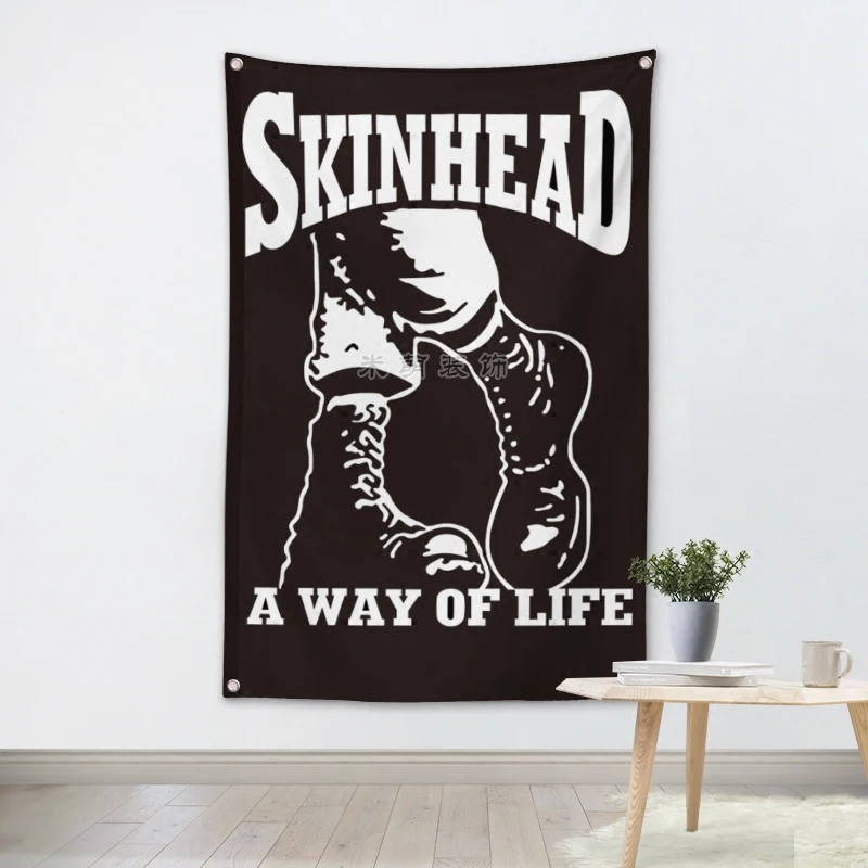 

SKINHEAD Rock Band Hanging Art Waterproof Cloth Polyester Fabric 56X36 inches Flags banner Bar Cafe Hotel Decor