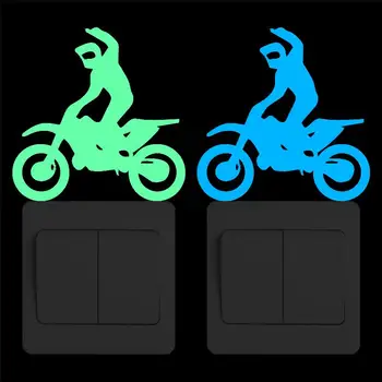 

Cool Motocross Racing Luminous Switch Sticker Funny Cartoon Glow in the Dark Wall Stickers for Kids Rooms Children Home Decor