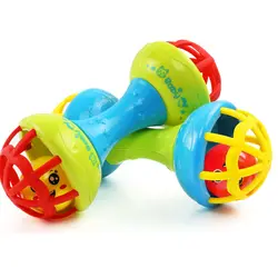 1 шт. безопасные силиконовые погремушки колокольчики встряхивающие гантели раннее развитие игрушка веселый маленький громкий звонок мяч