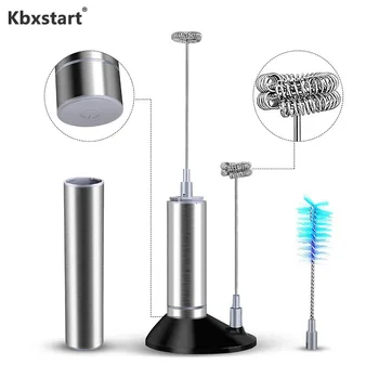 

Stainless Steel Handheld Mix Stirrer Food Stirring Rod Double Milk Spring Whisk Heads Drink Mixing Blender for Coffee Cappuccino