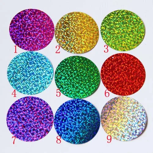 20 шт большие круглые Блестки 80 мм ПВХ плоская блестка декоративная голограмма 2 бокового отверстия 9 лазерных цветов конфетти - Цвет: Mix Colros