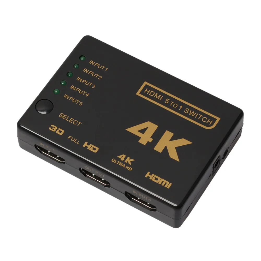 Коммутатор с переключателем HDMI 5 в 1 хаб пультом дистанционного управления