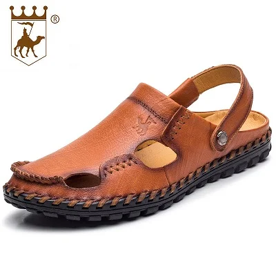 Оригинальные кожаные пляжные сандалии мужские легкие дышащая мужская обувь на плоской подошве модные высокое качество AA50120 - Цвет: as picture like