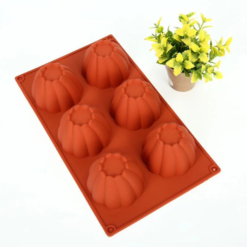 29x17x4.5cm 6 Grid Pumpkin Shape Silicone Mold Baking Pastry Bake ware