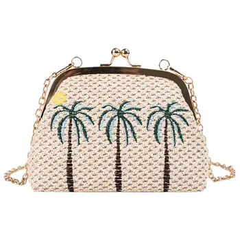 

Maison Fabre Women Fashion Summer Beach Chain Single Shoulder Messenger Bag Solid Color Weaving Bag Female Weaving Crossbody Bag