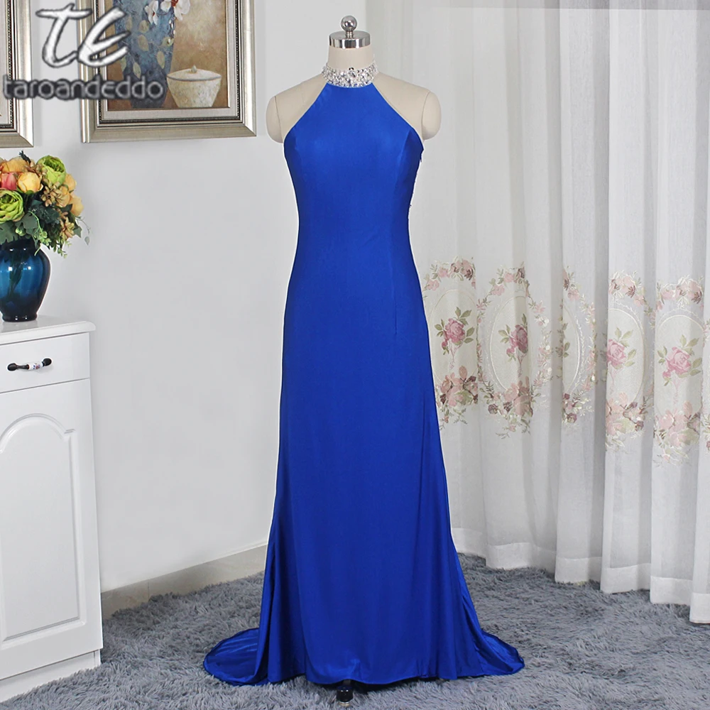 Buy Halter Neckline Sequins Beading V Backless Royal
