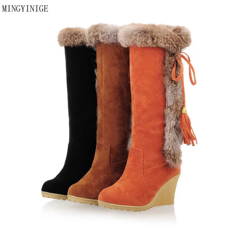 

Winter Warm Comfortable Snow Boot Bohemia Print Lace Up Zipper Knee High Boots Plus Size Casual Suede Martin Boot Women's