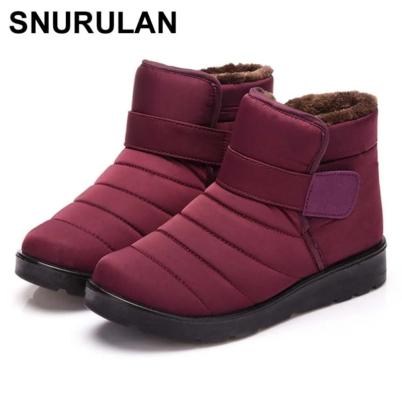 SNURULAN Waterproof winter boots women 2018 short boots ankle for women winter shoes woman flat shoes hook loop bottes femmeE016 SNURULAN Waterproof winter boots women 2018 short boots ankle for women winter shoes woman flat shoes hook loop bottes femmeE016