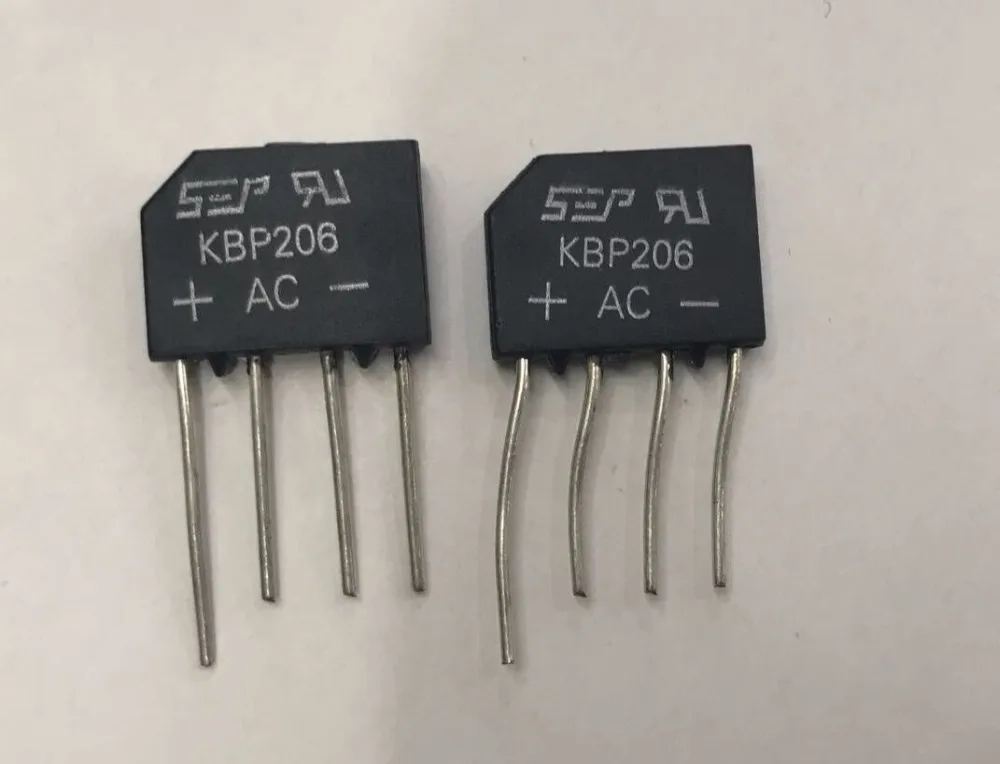 

50pcs/lot KBP206 bridge rectifier diode 2A 1000V in KBP-4 (SIP-4) single-phase fully Wave 2 amps 1000 volts KBP 206 silicon