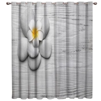 

Graystone Zen Flower Art Window Curtains Dark Curtain Rod Bathroom Fabric Print Decor Window Treatment Ideas Window Treatment