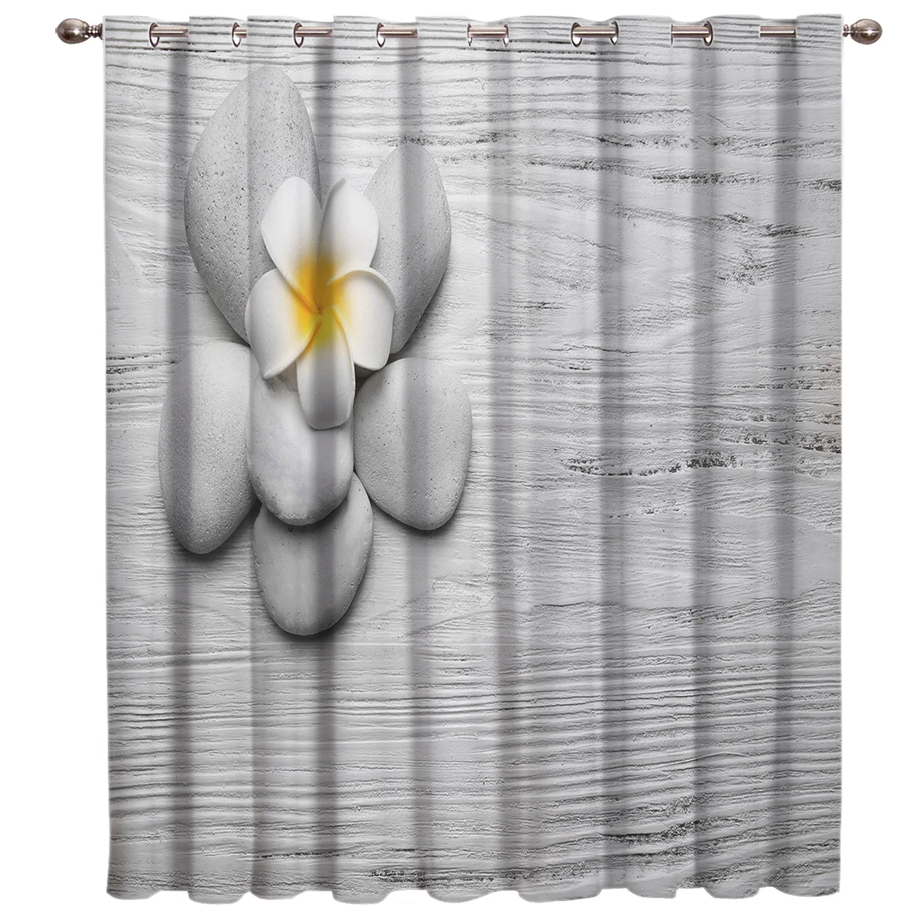 Graystone Zen Flower Art Window Curtains Dark Curtain Rod Bathroom Fabric Print Decor Window Treatment Ideas Window Treatment