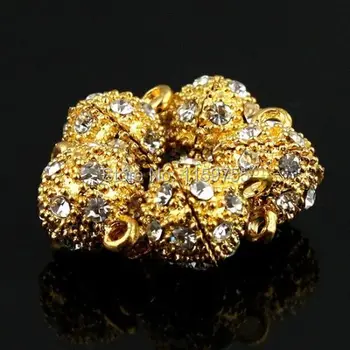 

30Sets Gold Color Crystal 10mm Ball Magnetic Clasp Round Findings