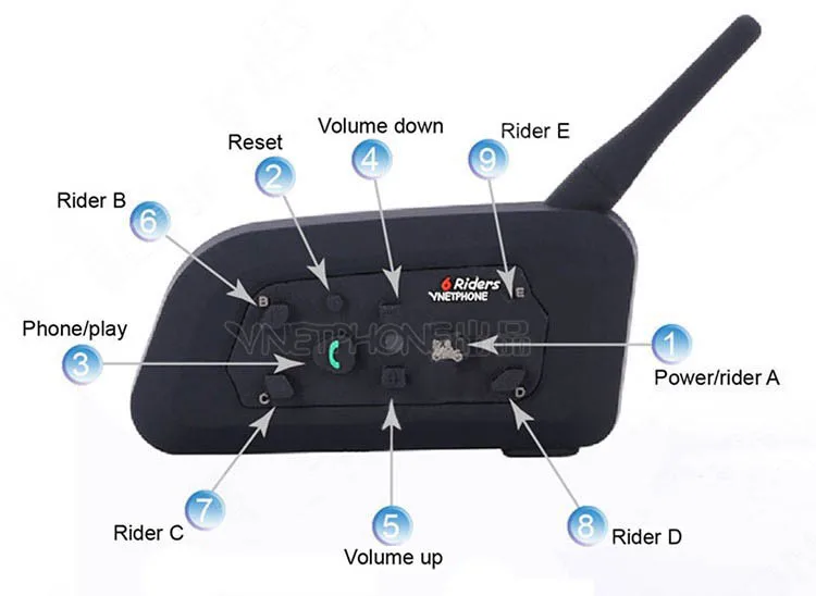 Vnetphone 2 шт. V6-1200M мотоциклетный Bluetooth шлем домофон для 6 всадников Casco Walkie Talkie Переговорная гарнитура с микрофоном