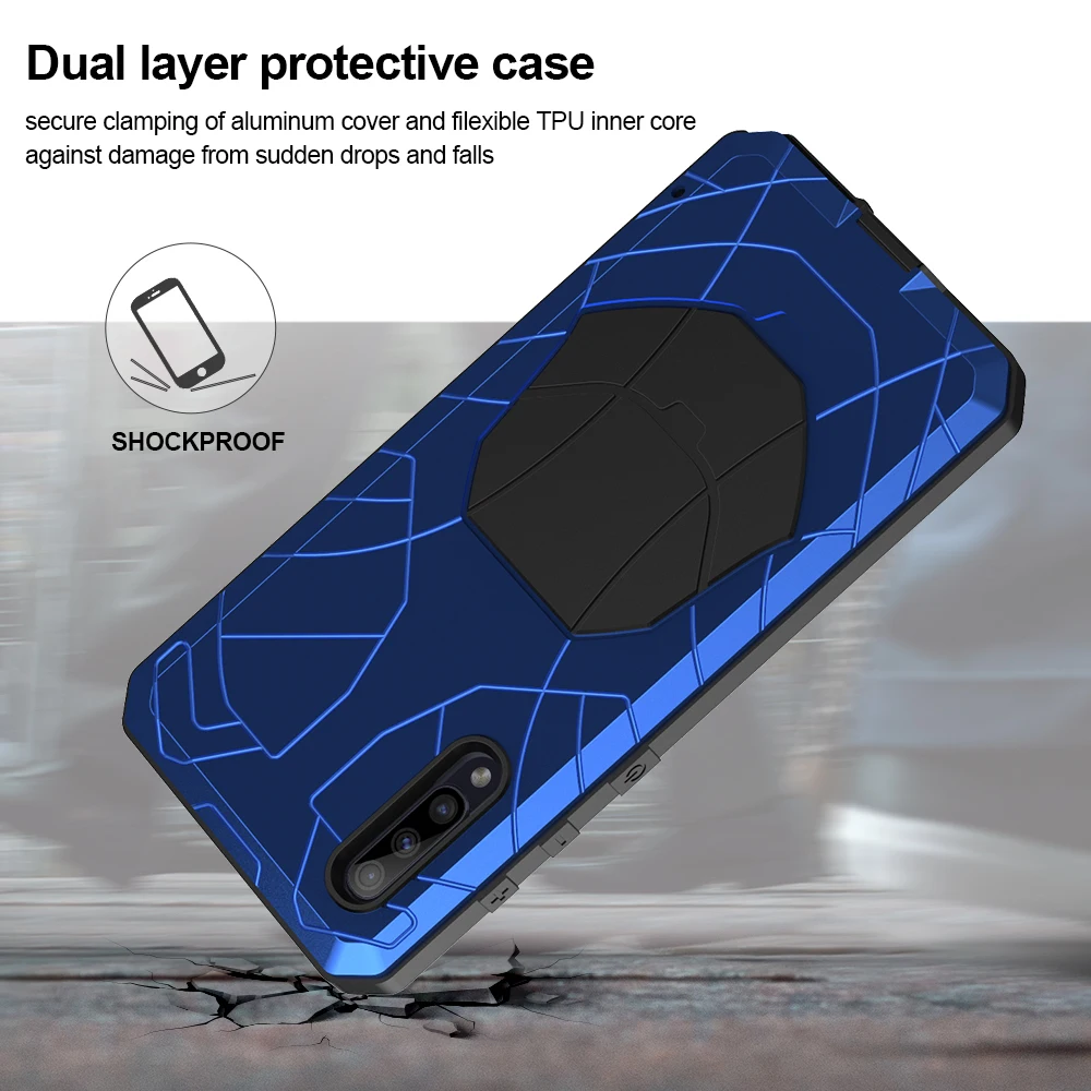 Baratos Para Samsung Galaxy A50 funda de teléfono de Metal de aluminio duro Protector de pantalla de vidrio templado cubierta de silicona de protección de alta resistencia