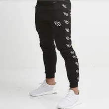 Для мужчин Slim Fit Хлопок слово прикрепить Для мужчин t тонкий тренажерный зал Плотные брюки Запуск Велоспорт Спорт Фитнес тренировки Леггинсы дропшиппинг