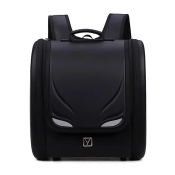 

Children Black Backpack for Boy Student School Bag Orthopedic Backpack Japanese Book Bag PU Kid Teenager Backpacks Luminous Eyes